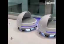 It looks like an Amazon restaurant… where robots serve foods