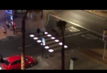 Innovative pedestrian crosswalk in Spain automatically lights up when one approaches it
