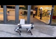 Fresh Coffee Delivery by Jueying Quadruped Robot from Deep Robotics