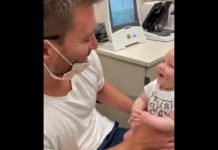 This adorable girl received her first hearing aids. Her reaction is magic!!