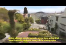 Realistic 3D model created by a software based on millions of statics photos taken by Waymo’s driverless cars