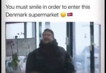 Il faut sourire pour entrer dans ce magasin au Danemark 😀